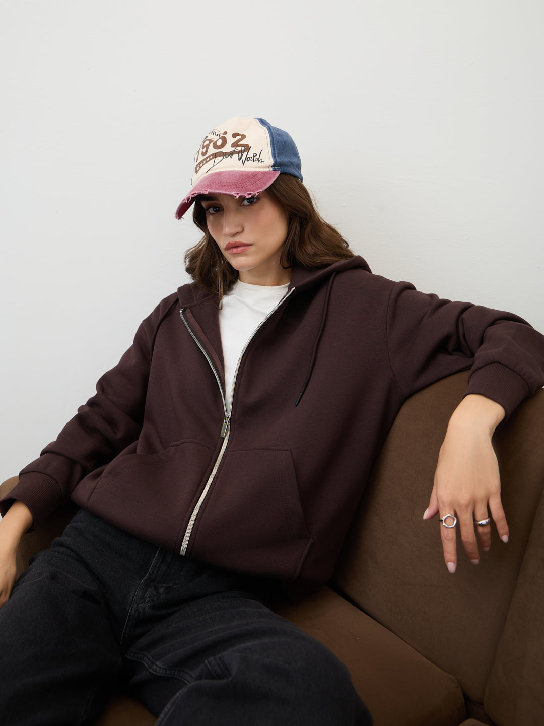 Mocha Zip-Up Fleece Hoodie