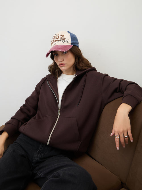 Mocha Zip-Up Fleece Hoodie