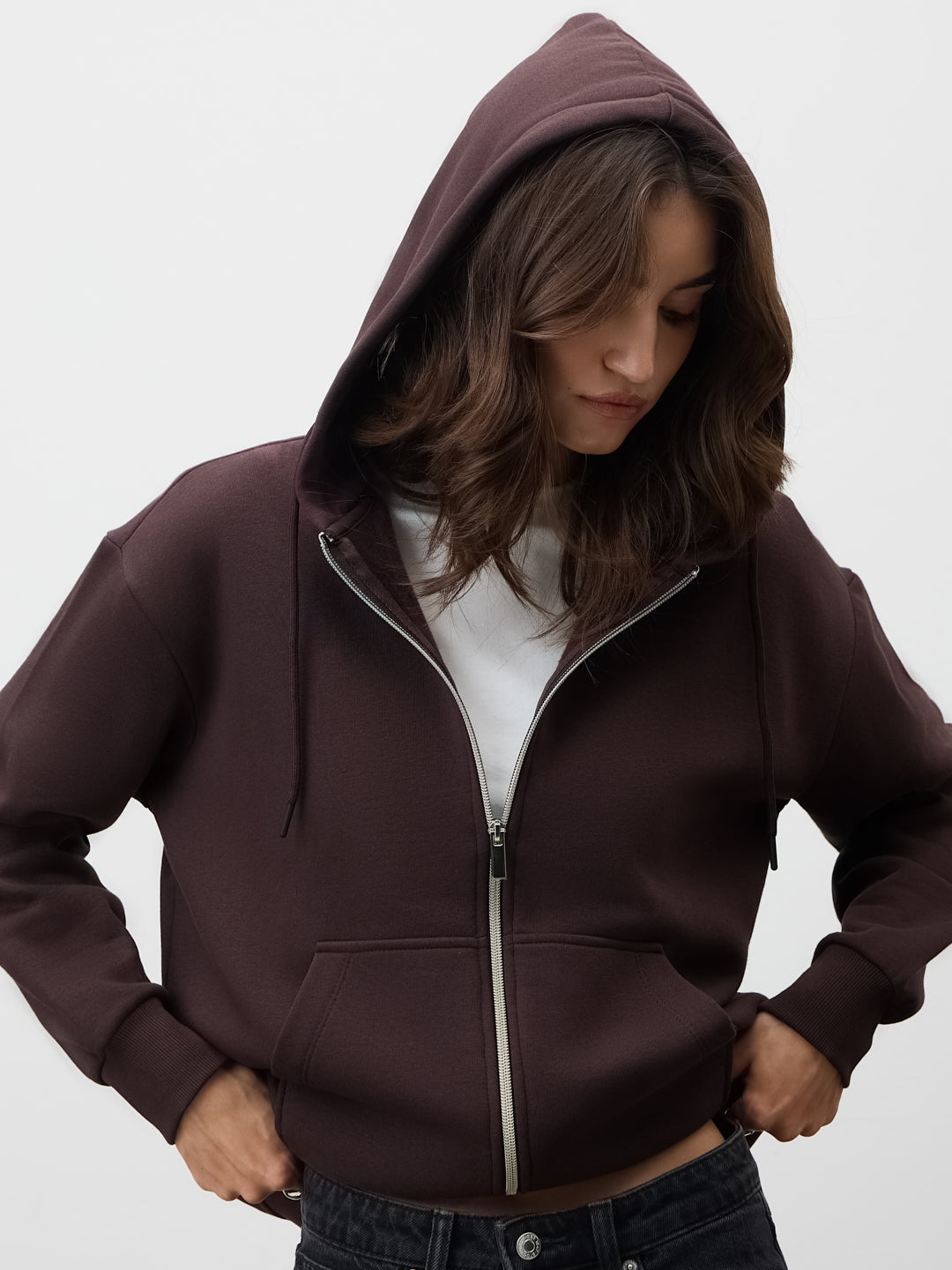 Mocha Zip-Up Fleece Hoodie