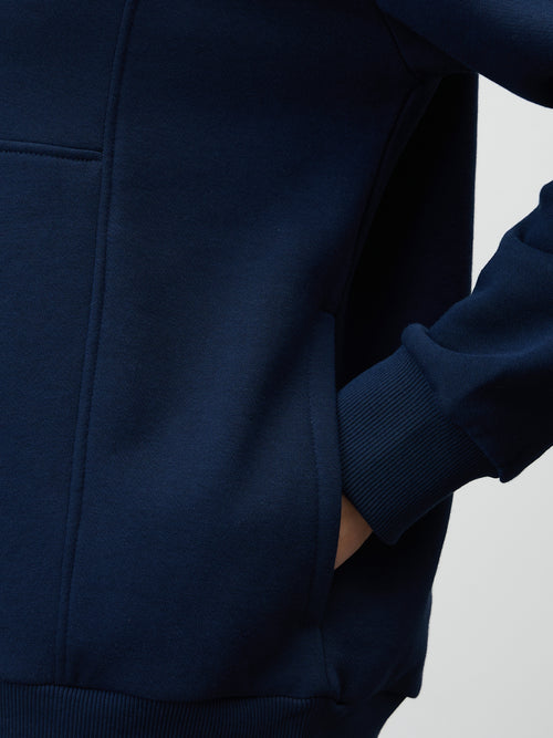 Navy Half Zipper Fleece Sweatshirt