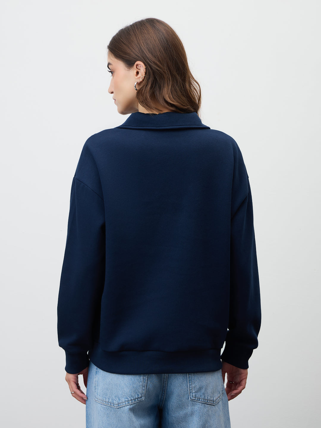 Navy Half Zipper Fleece Sweatshirt