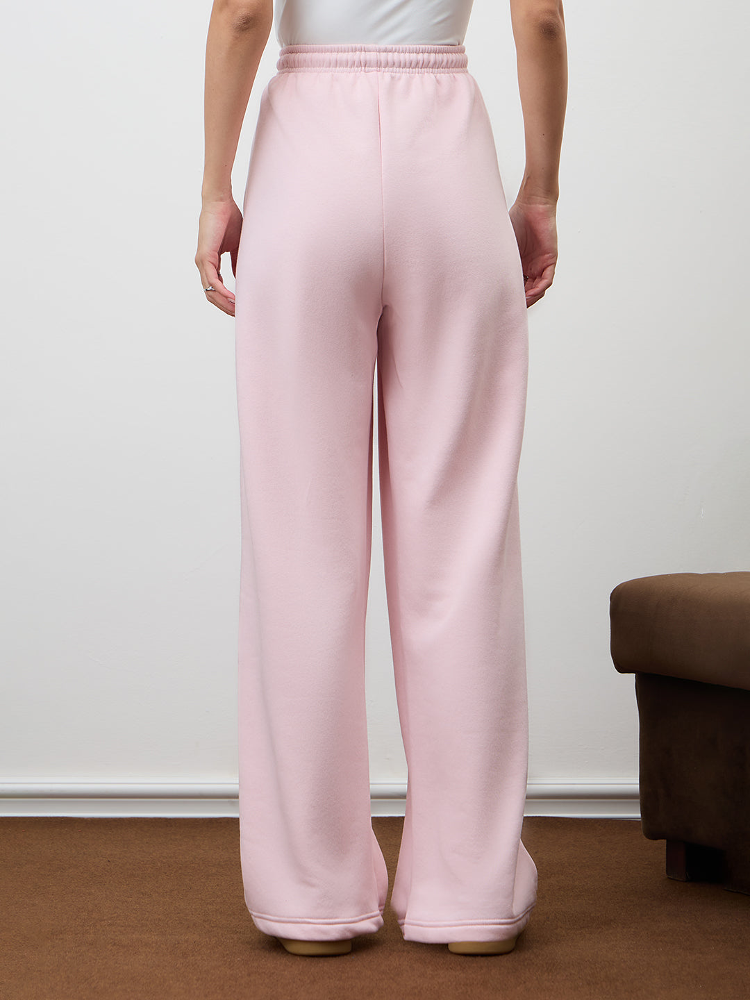 Powder Pink Straight Leg Fleece Trackpants