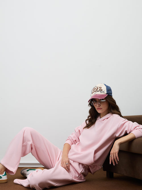 Powder Pink Straight Leg Fleece Trackpants