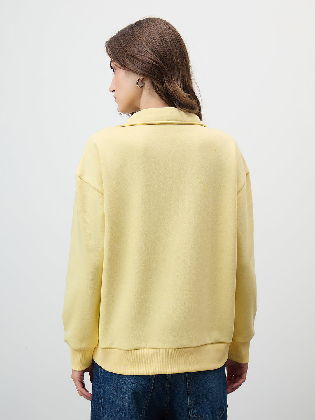 Butter Yellow Button Down Fleece Sweatshirt