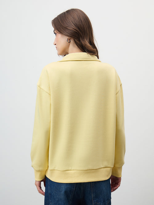 Butter Yellow Button Down Fleece Sweatshirt