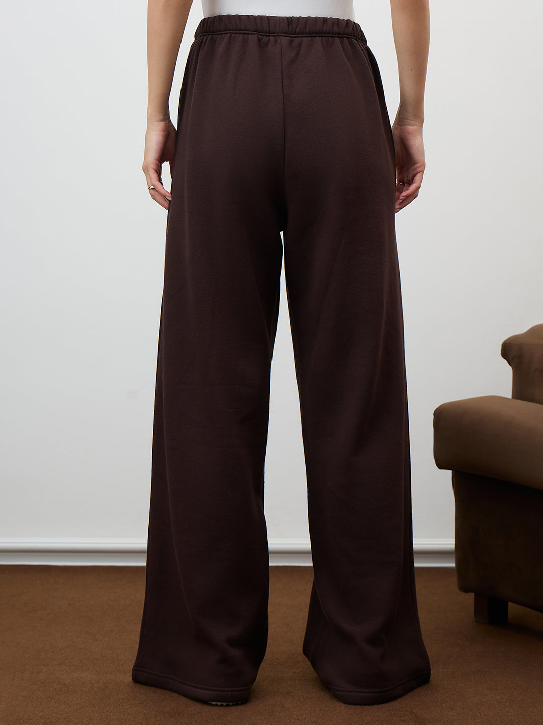 Mocha Wide Leg Fleece Trackpants