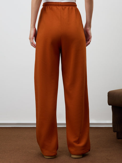 Rust Straight Leg Fleece Trackpants