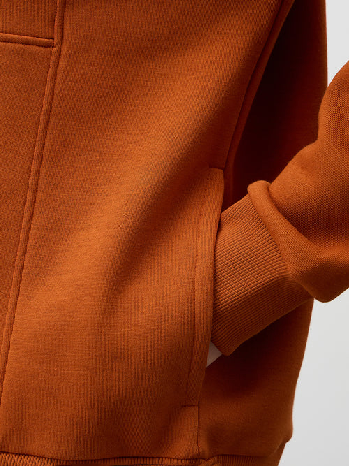 Rust Half Zipper Fleece Sweatshirt