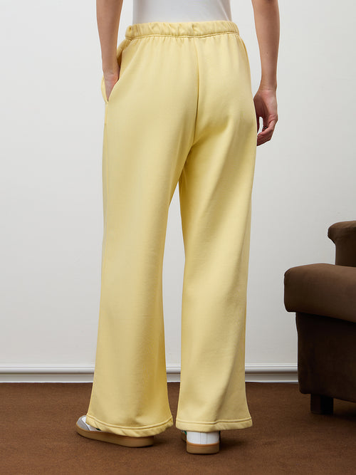 Butter Yellow Wide Leg Fleece Trackpants