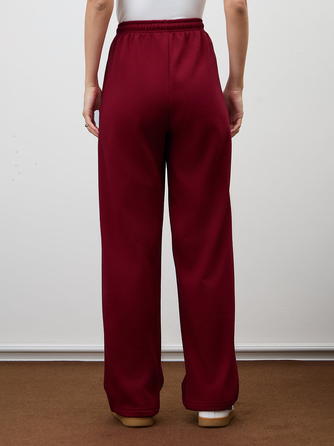Red Straight Leg Fleece Trackpants