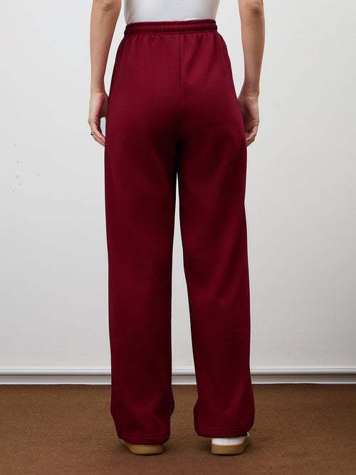 Red Straight Leg Fleece Trackpants