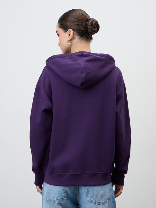 Purple Zip-Up Fleece Hoodie