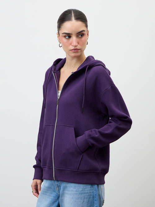 Purple Zip-Up Fleece Hoodie