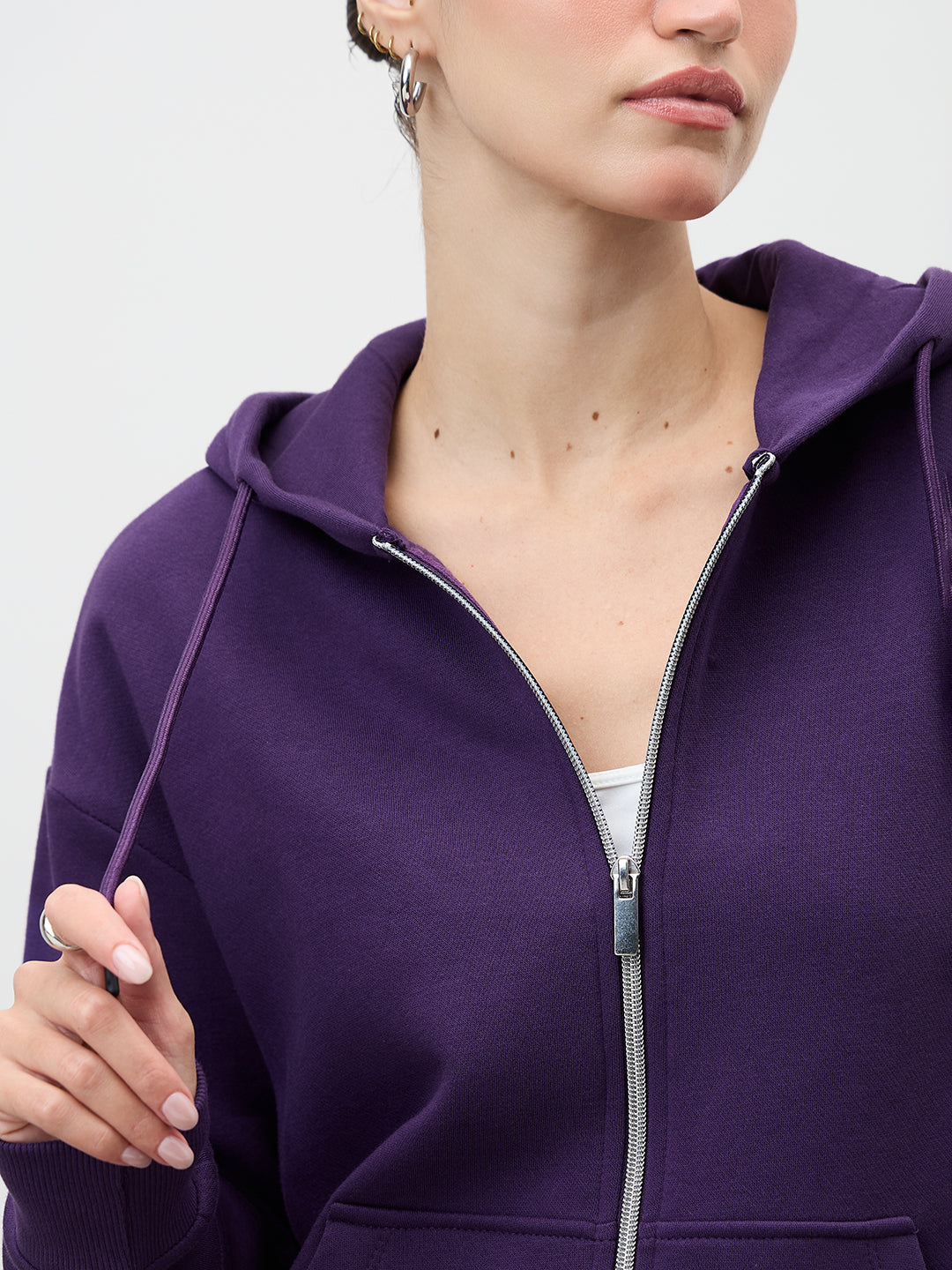 Purple Zip-Up Fleece Hoodie