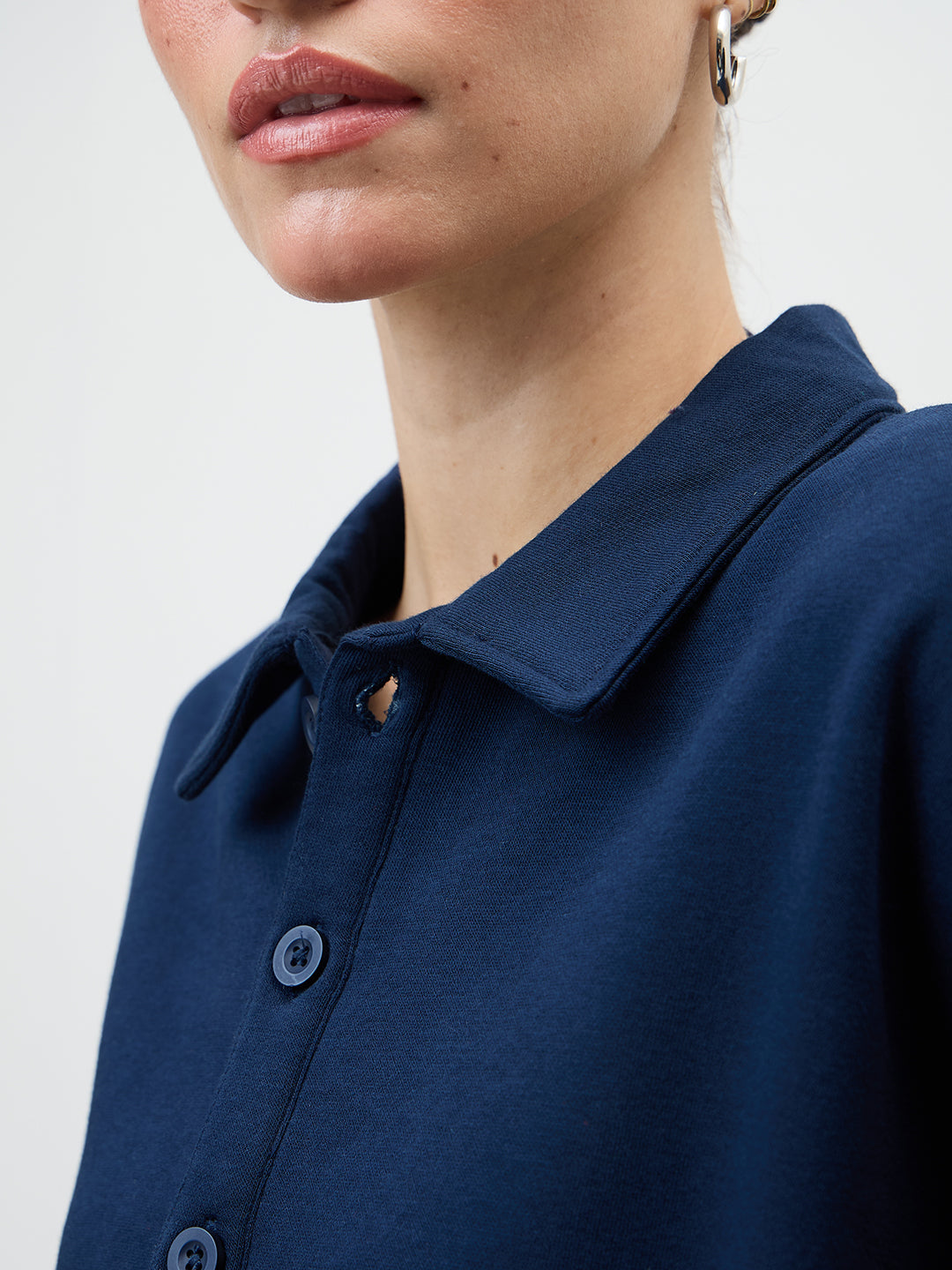 Navy Button Down Fleece Sweatshirt