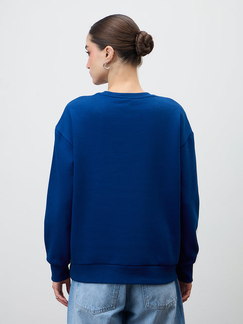 Royal Blue Crew Neck Fleece Sweatshirt