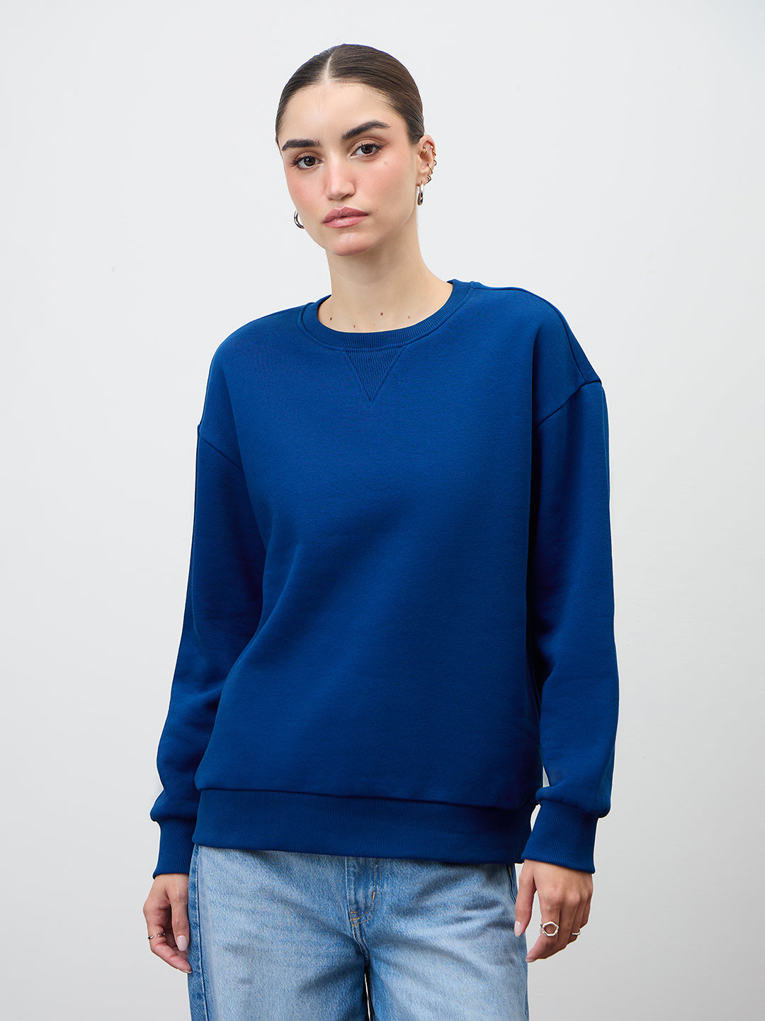 Royal Blue Crew Neck Fleece Sweatshirt