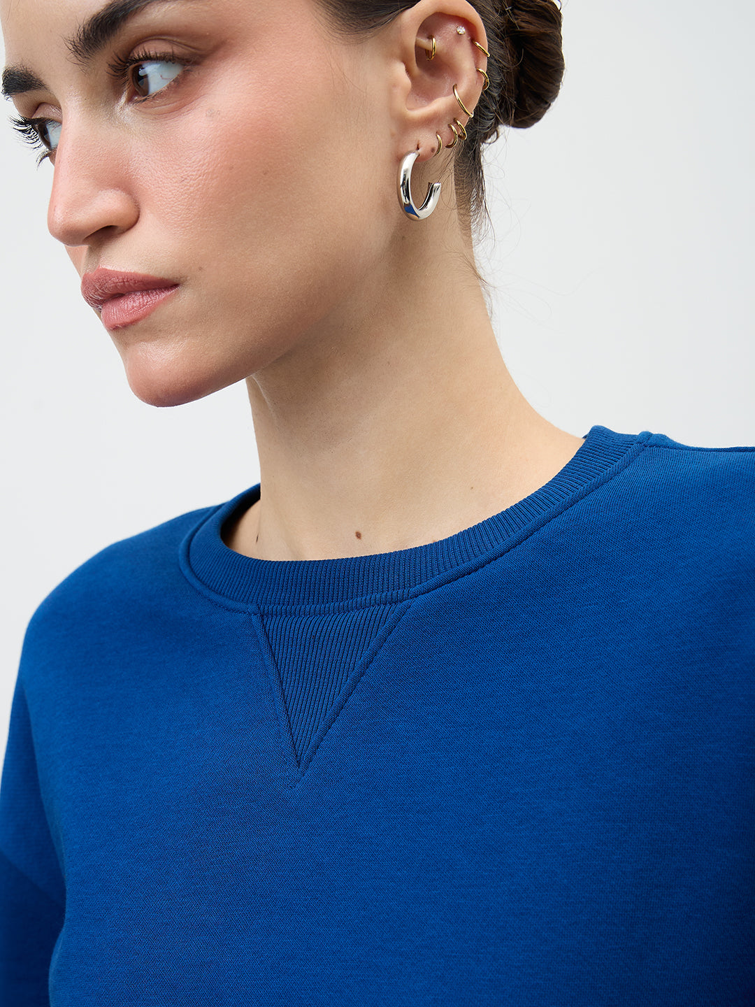 Royal Blue Crew Neck Fleece Sweatshirt