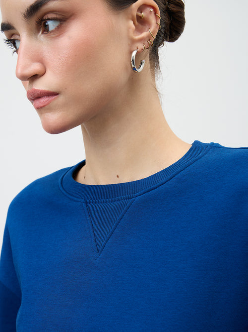 Royal Blue Crew Neck Fleece Sweatshirt