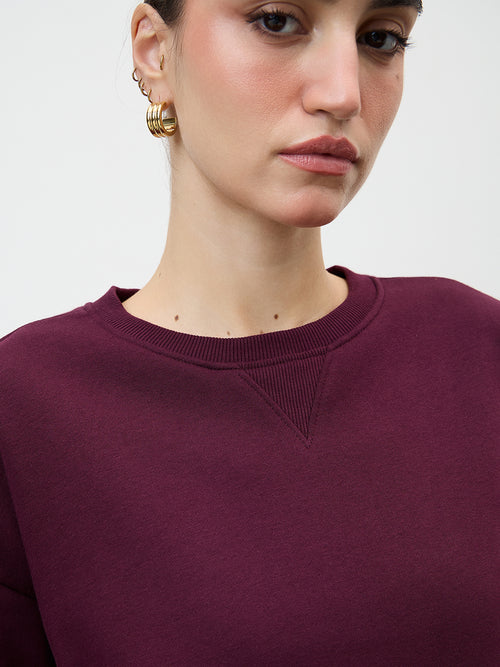 Wine Crew Neck Fleece Sweatshirt