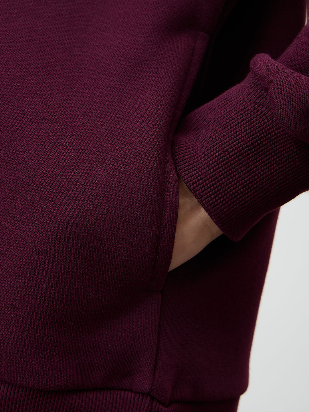 Wine Crew Neck Fleece Sweatshirt