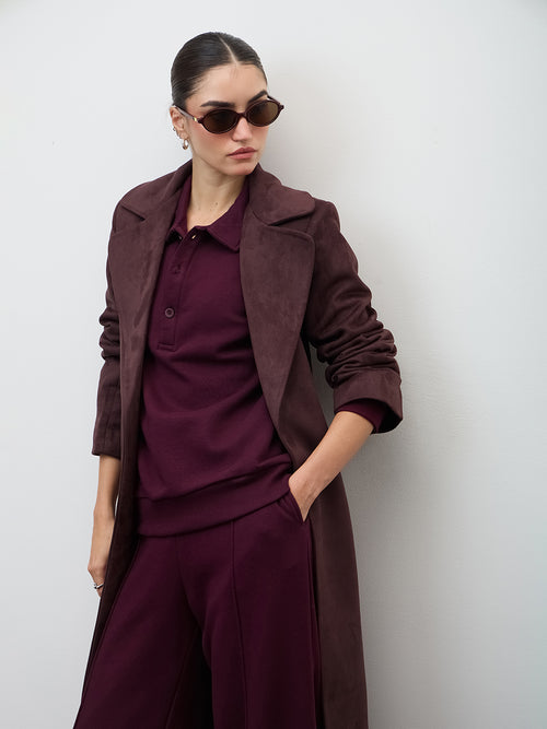 Wine Button Down Fleece Sweatshirt