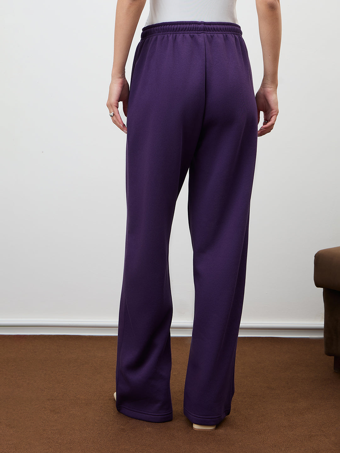 Purple Straight Leg Fleece Trackpants