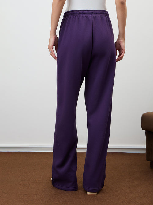 Purple Straight Leg Fleece Trackpants