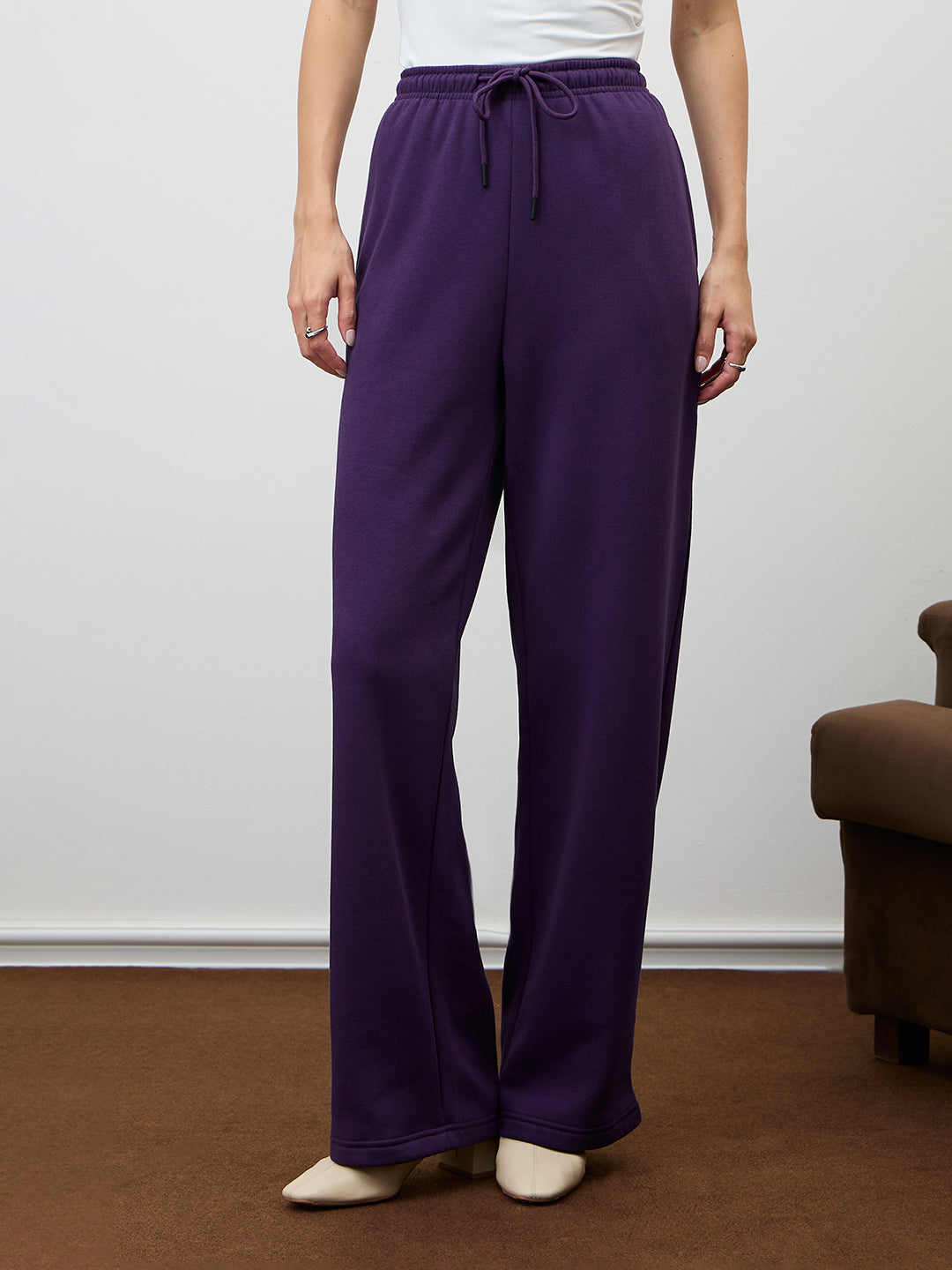 Purple Straight Leg Fleece Trackpants