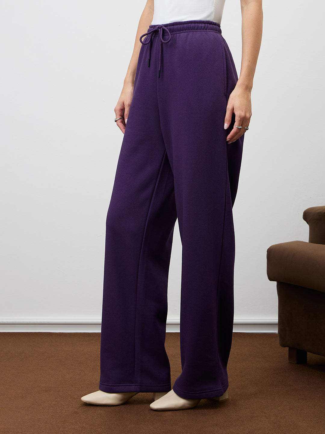 Purple Straight Leg Fleece Trackpants