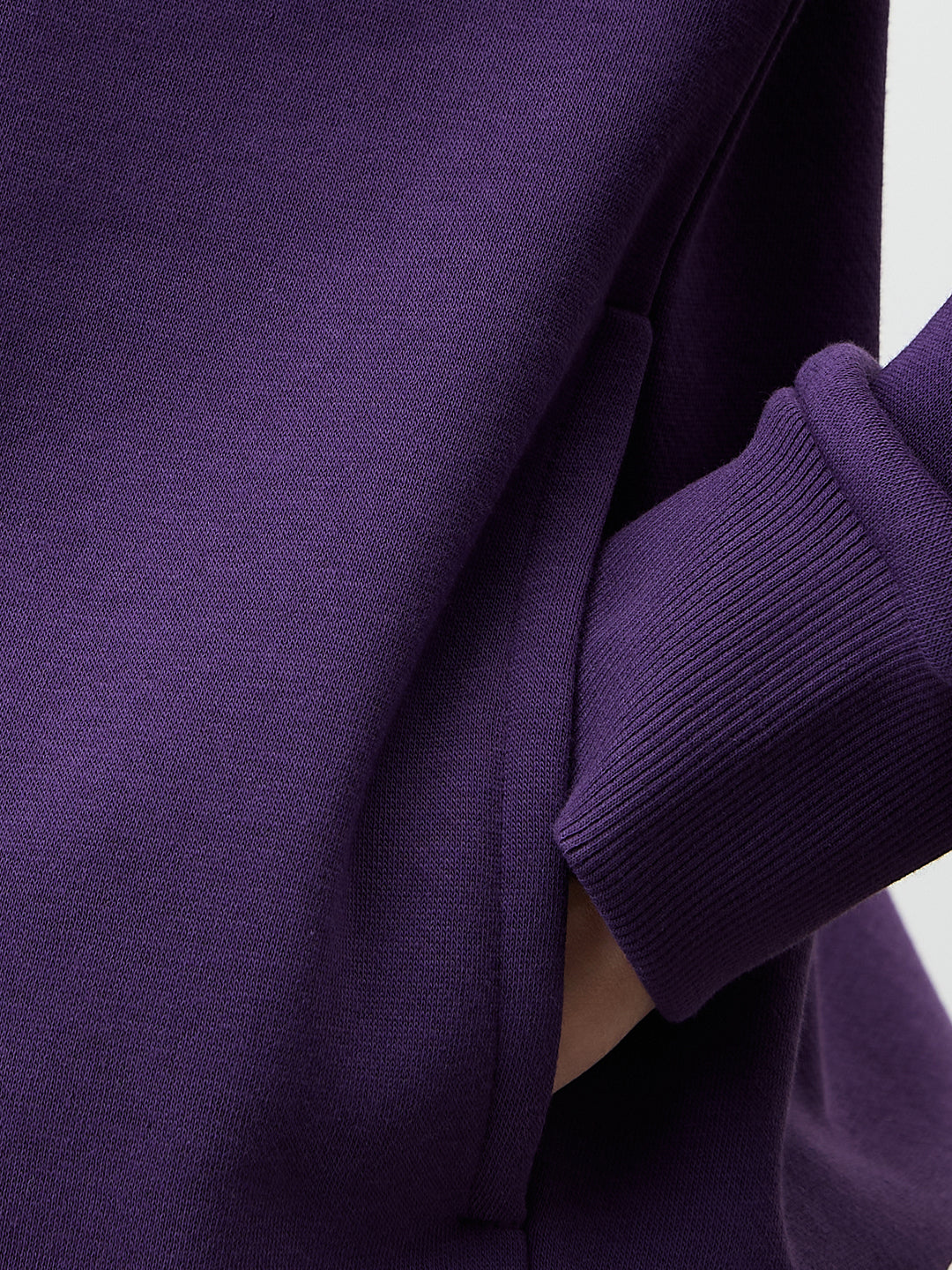 Purple Half Zipper Fleece Crop Sweatshirt