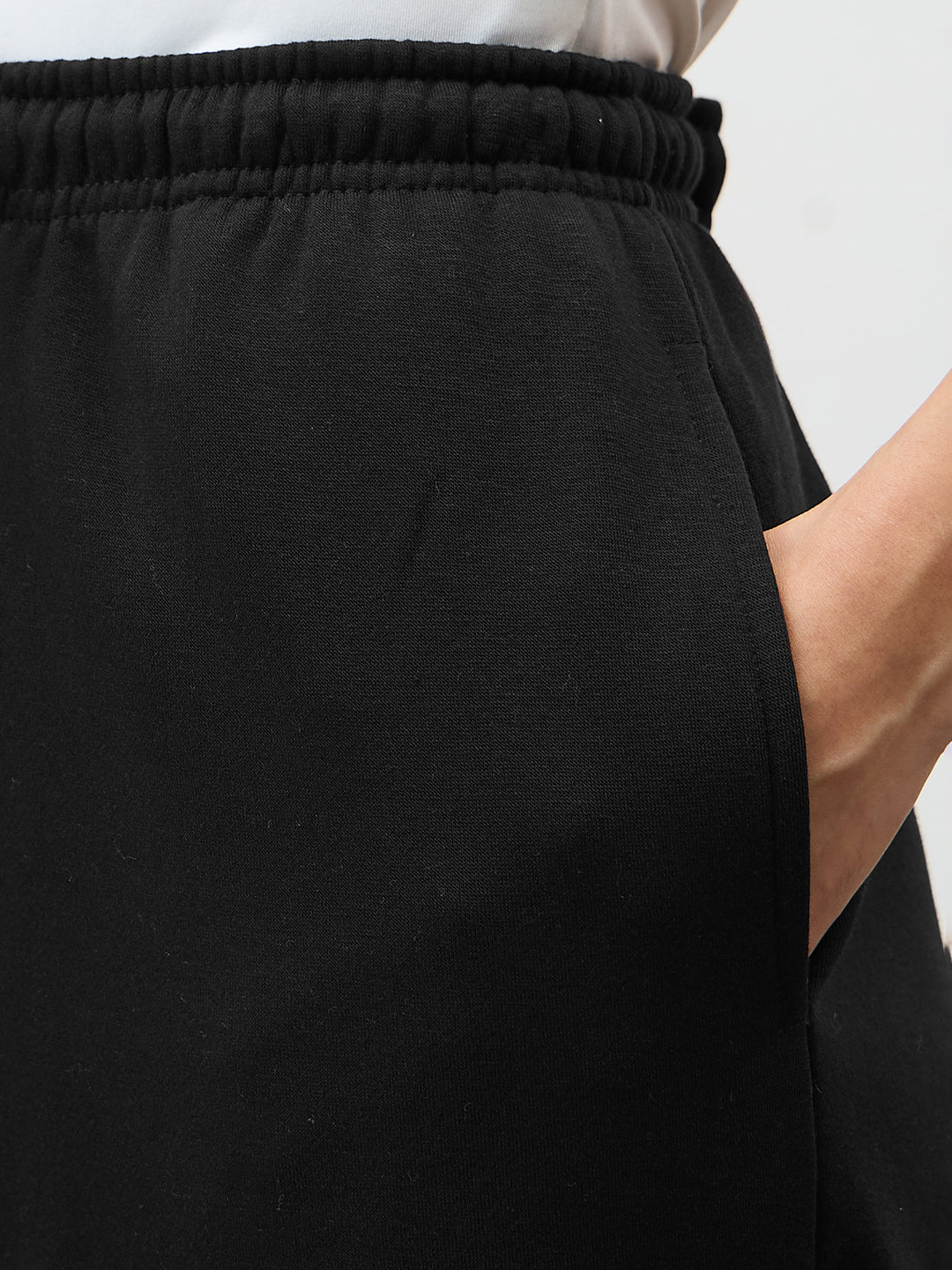 Black Straight Leg Fleece Trackpants