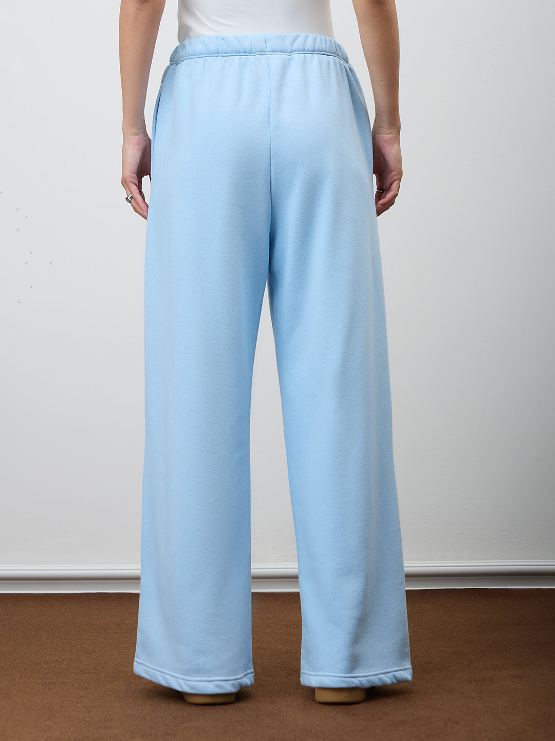 Icy Blue Wide Leg Fleece Trackpants