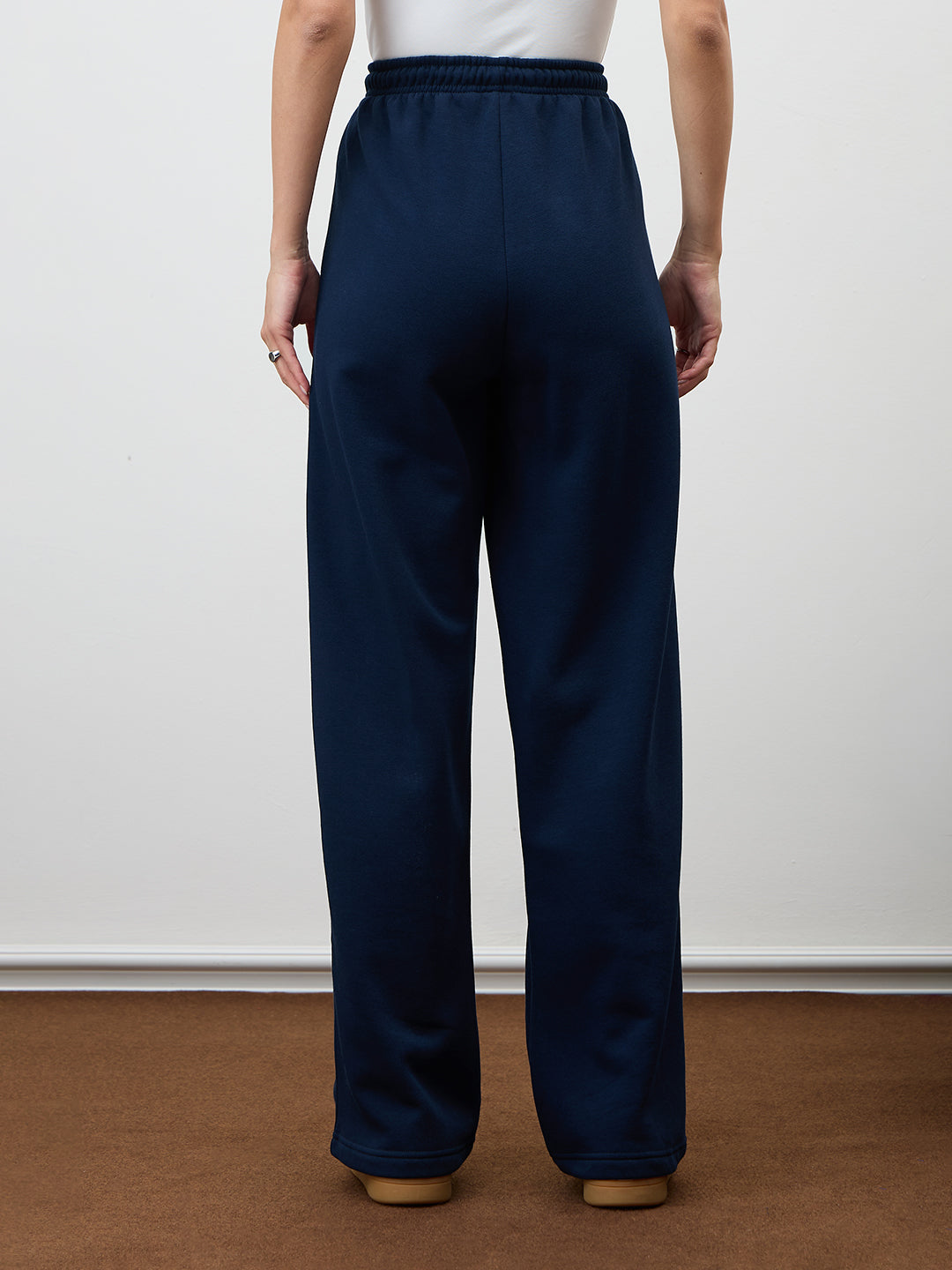 Navy Straight Leg Fleece Trackpants