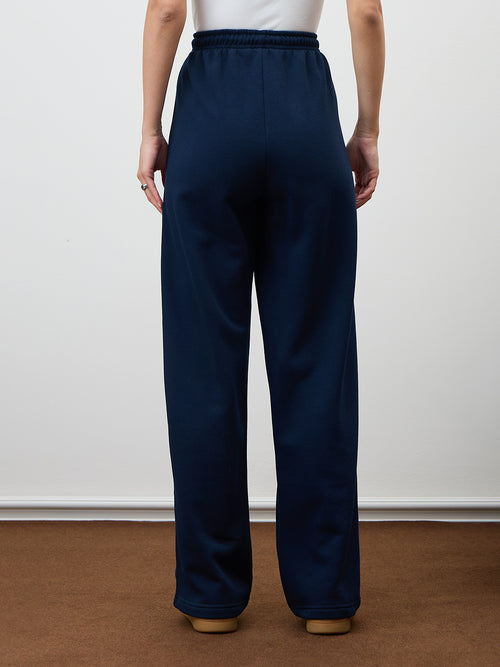 Navy Straight Leg Fleece Trackpants