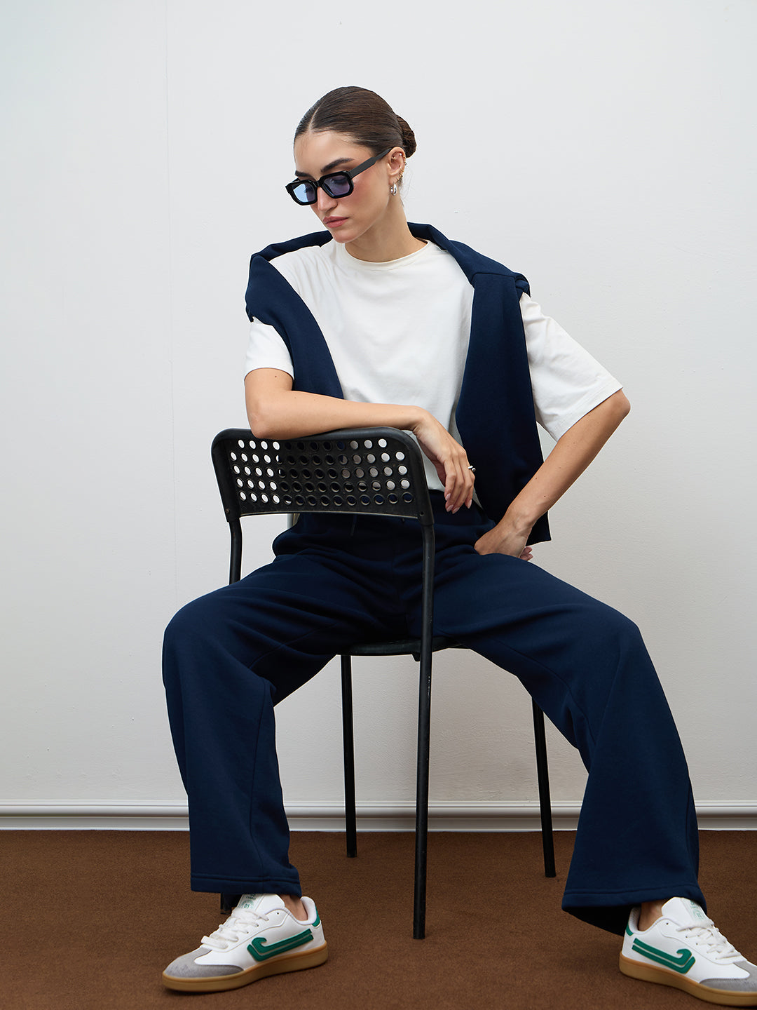 Navy Straight Leg Fleece Trackpants