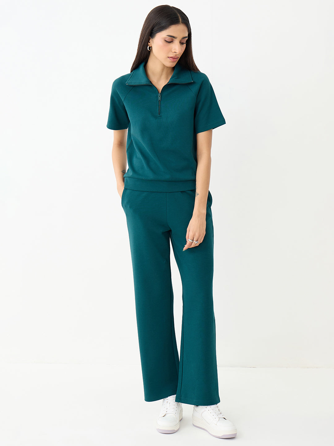 Teal Tonal Zip Knit Co-Ord