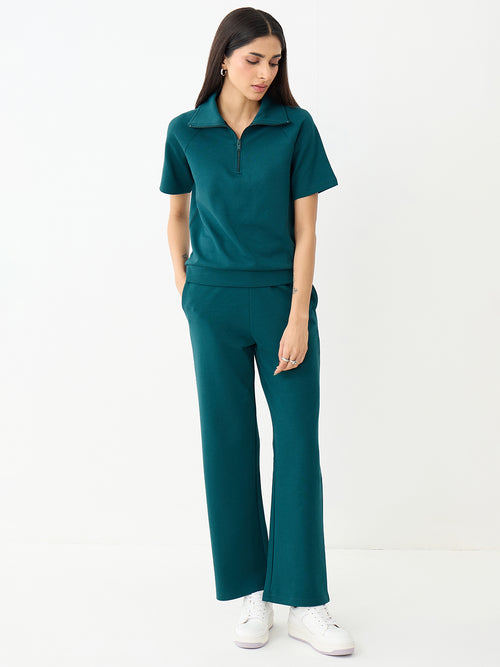 Teal Tonal Zip Knit Co-Ord
