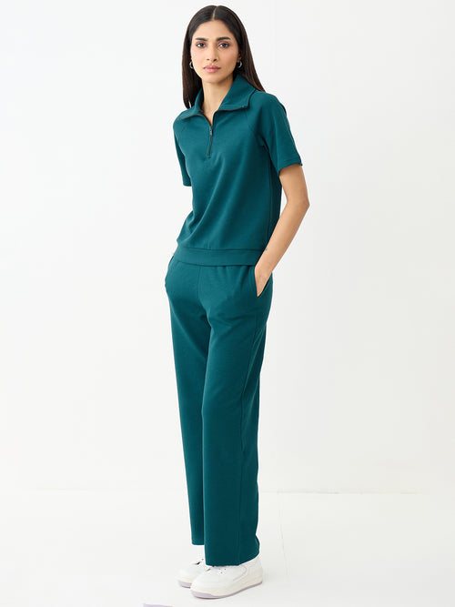 Teal Tonal Zip Knit Co-Ord