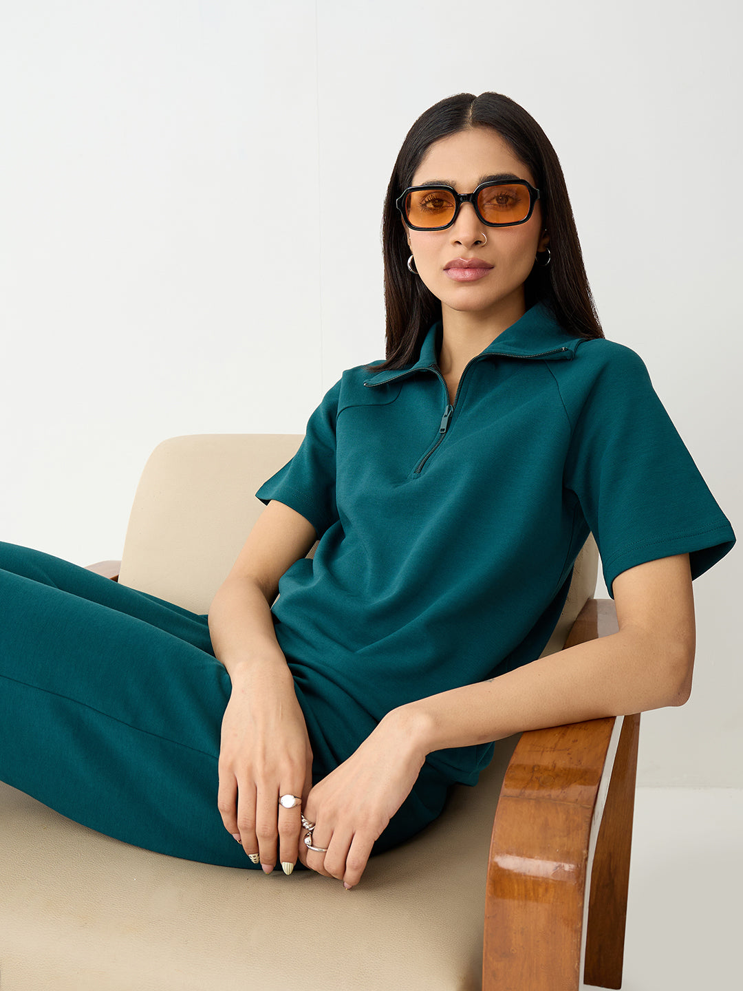Teal Tonal Zip Knit Co-Ord