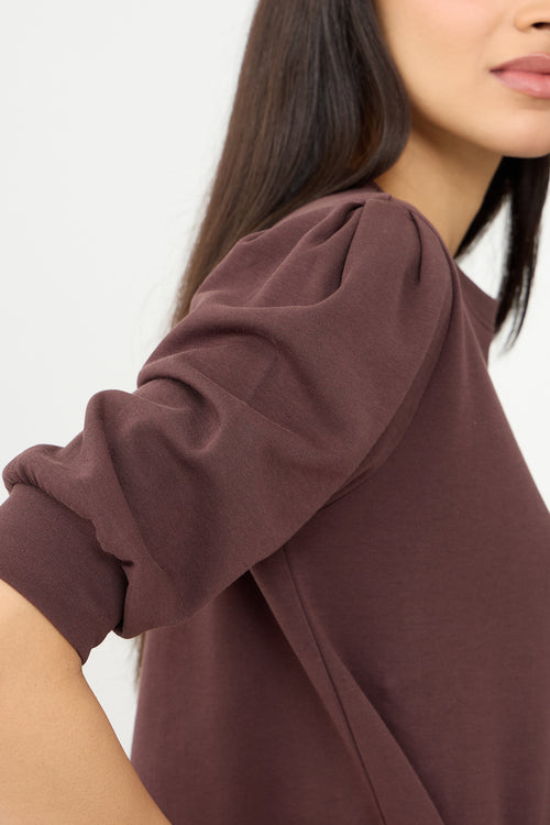 Coffee Brown Puff Sleeves Knit Co-Ord
