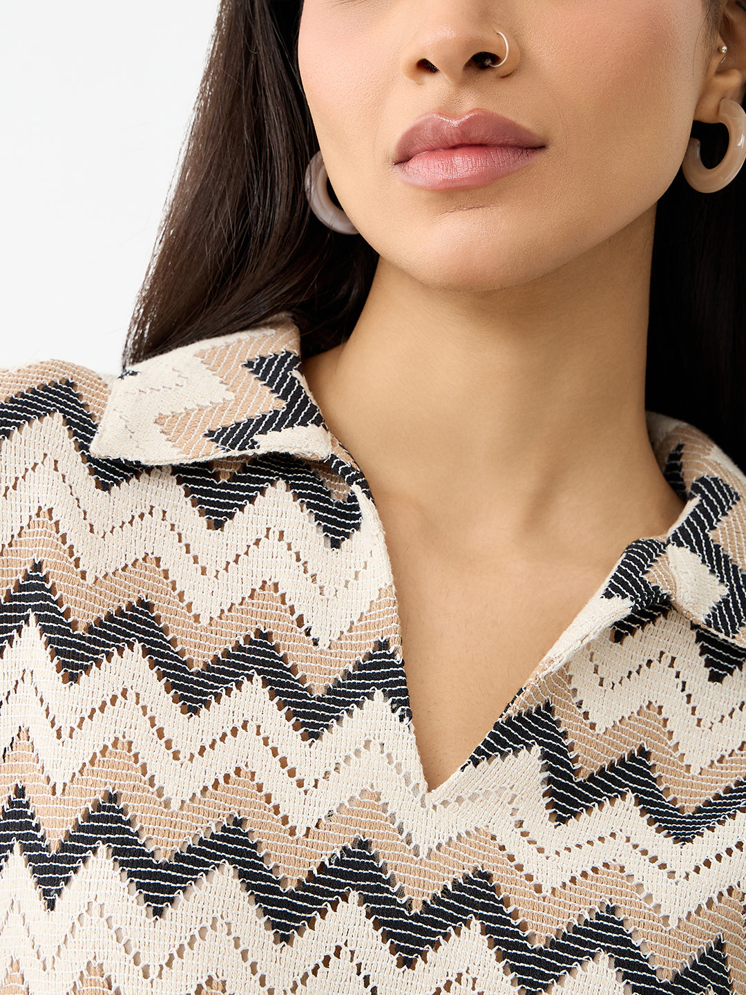 Multi Chevron Crochet Maxi Dress