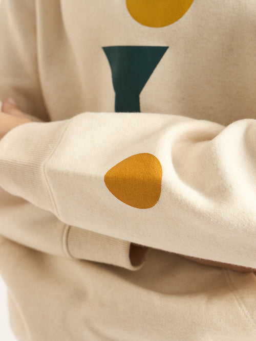 Oat Melange Raglan Sleeve Fleece Graphic Hoodie