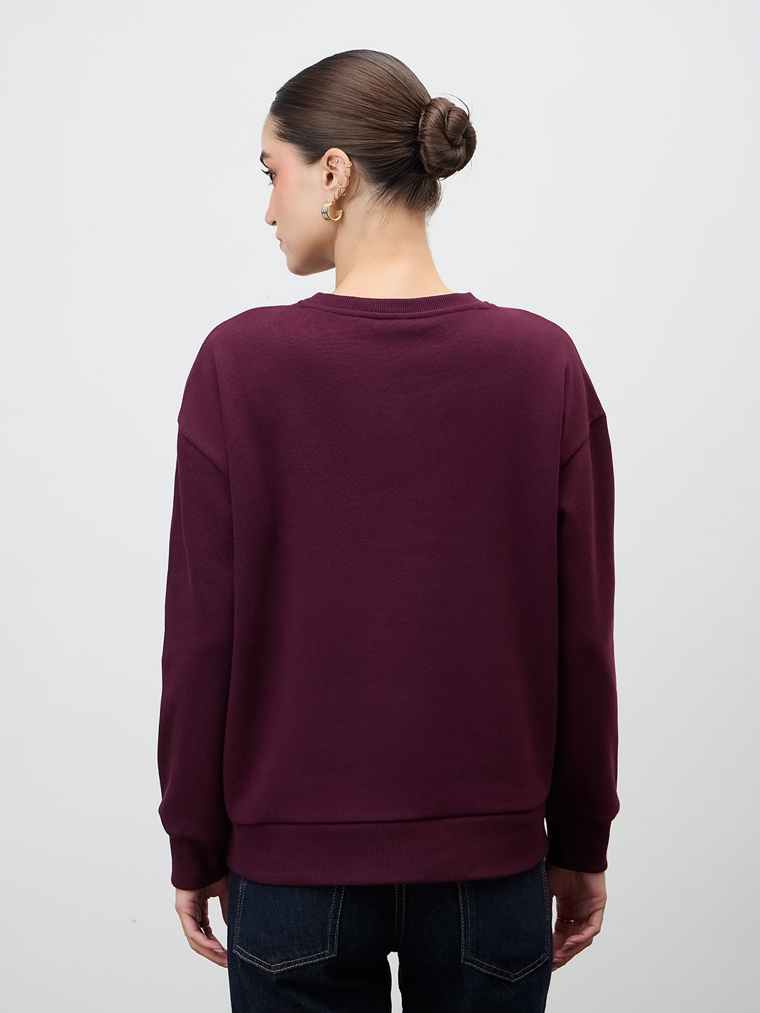 Wine Crew Neck Fleece Sweatshirt