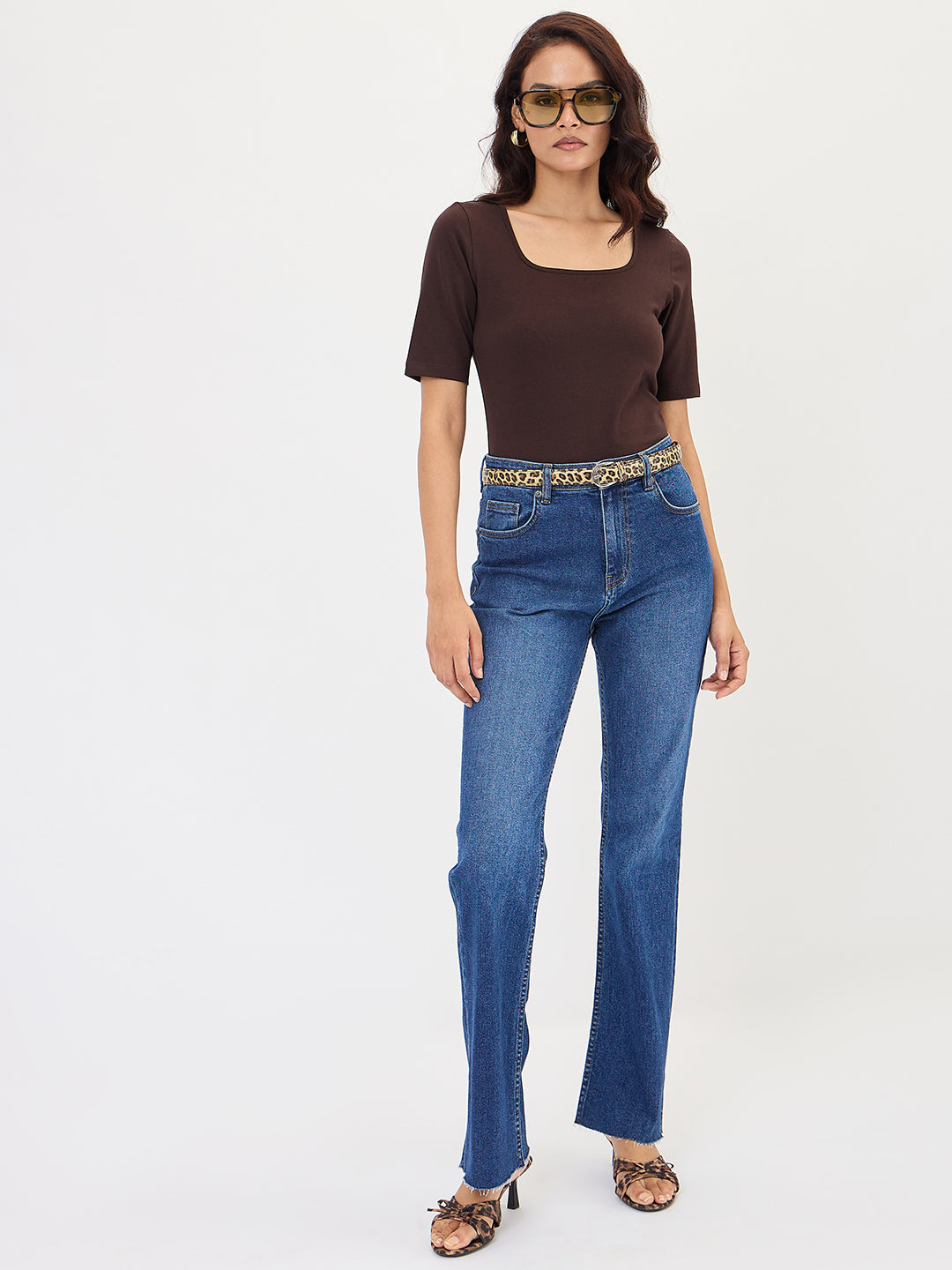 Brown Cotton Knit Bodysuit