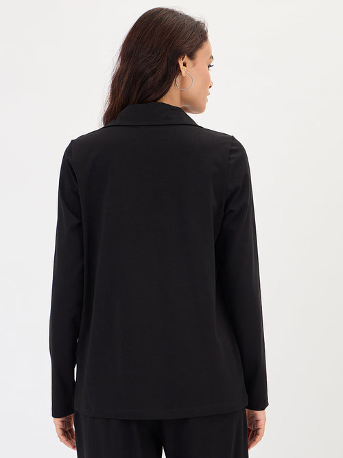Black Piping Detail Travel Top