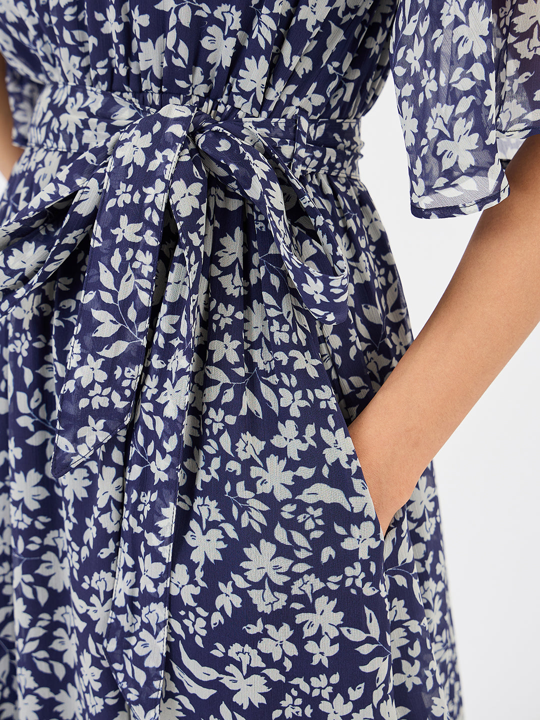 Navy Floral Print Maxi Dress
