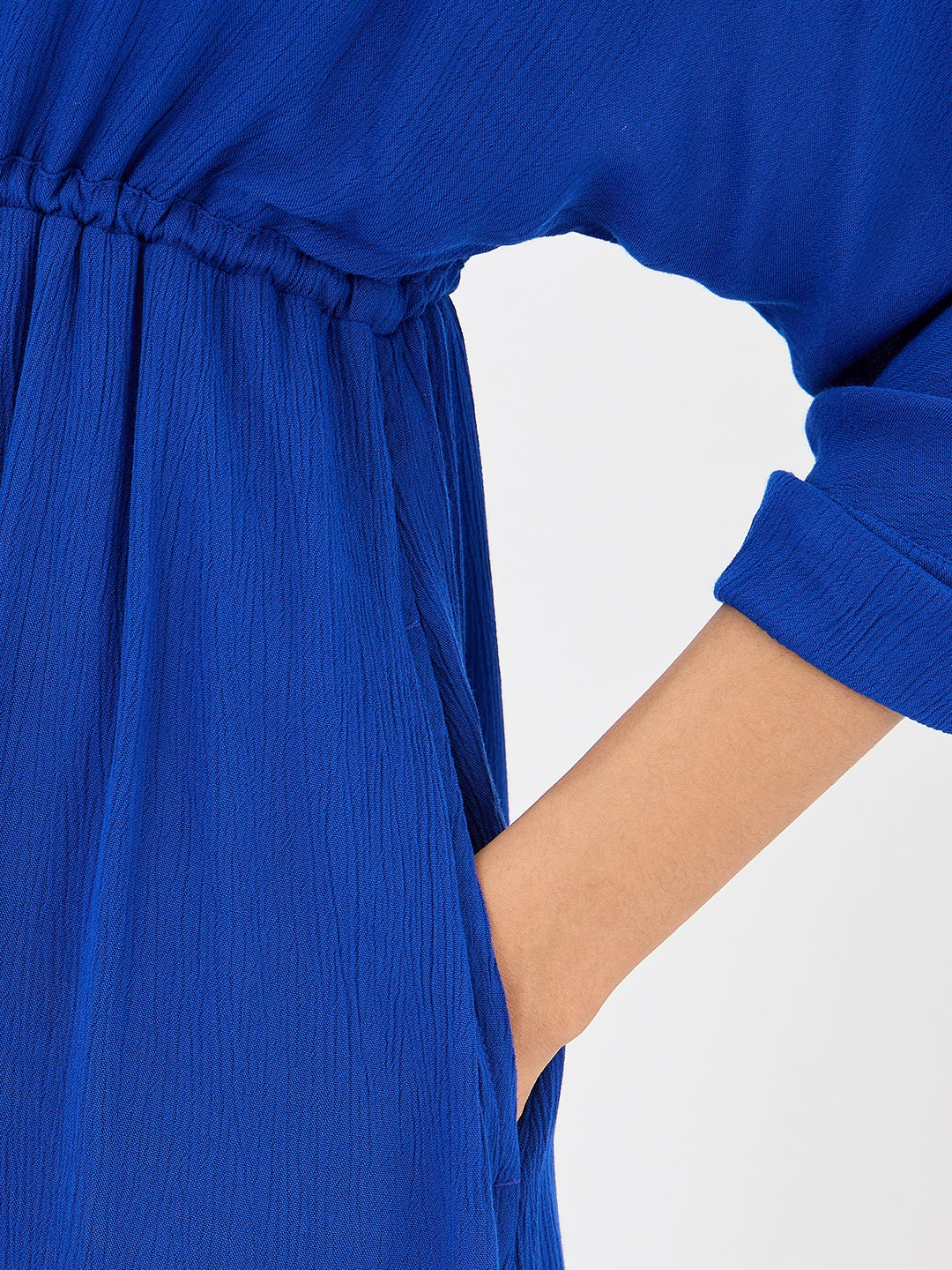 Royal Blue Crinkled Shirt Maxi Dress