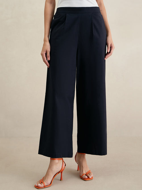 Black Cotton Straight Fit Pant