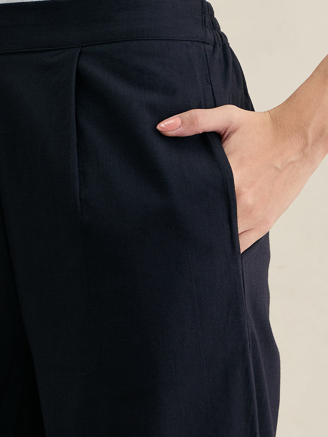 Black Cotton Straight Fit Pant